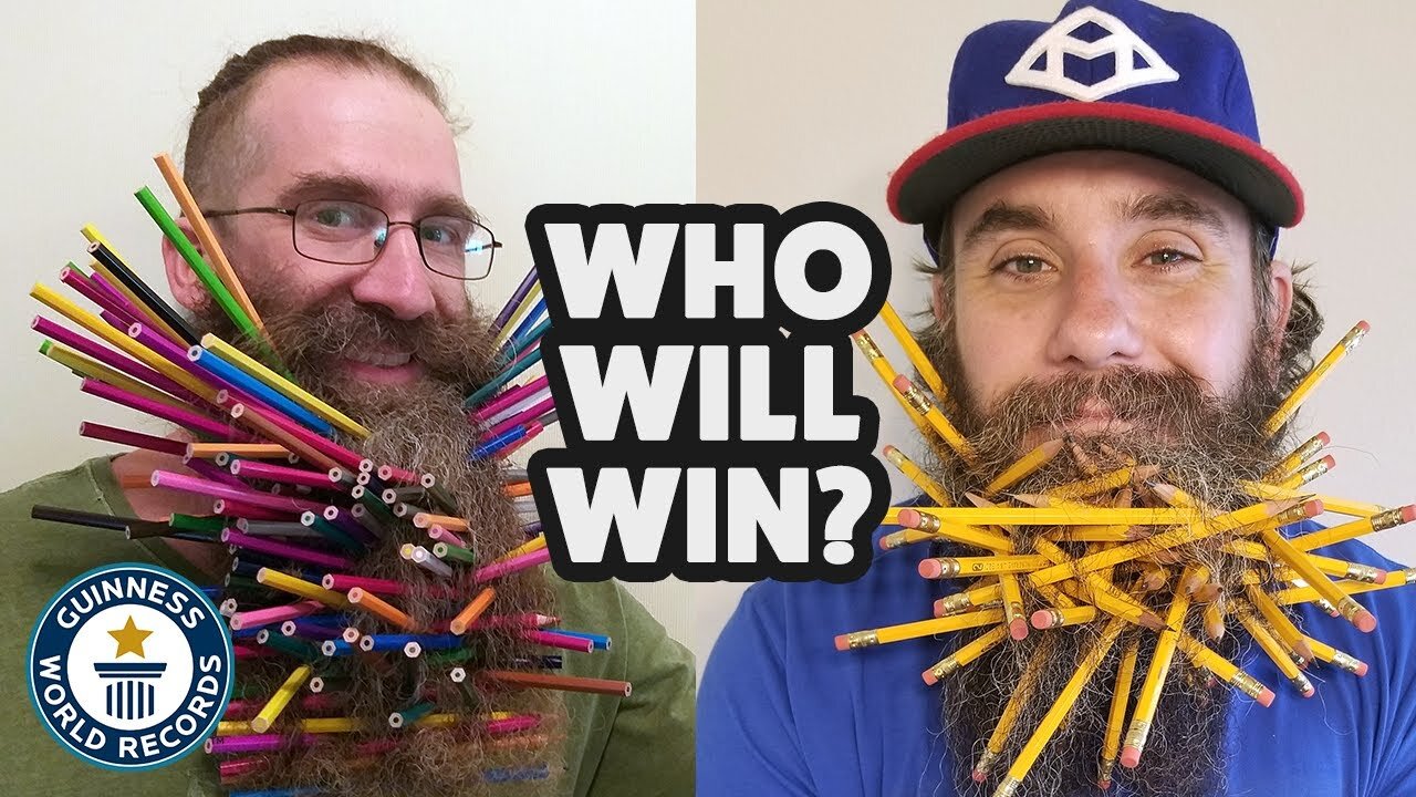 Beard Battle: Most Pencils In A Beard - Guinness World Records