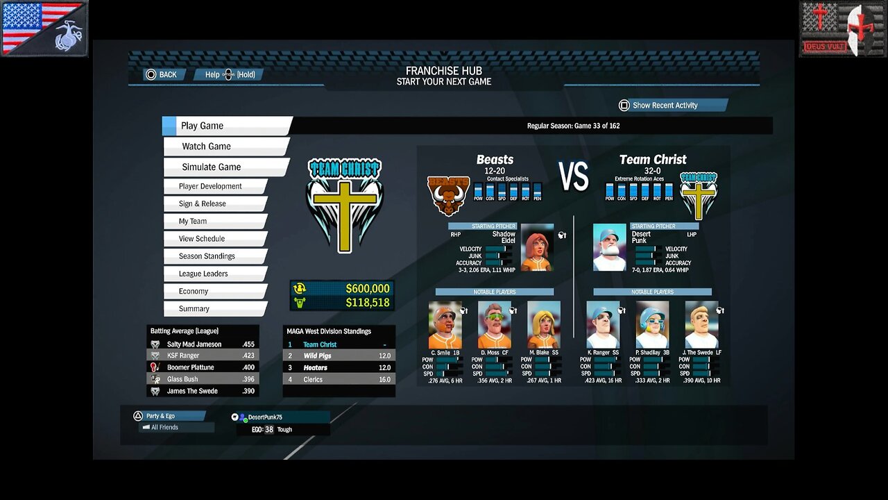 Based Sportsball 2025: Regular Season - Game #33 [Team Christ vs. Beasts]