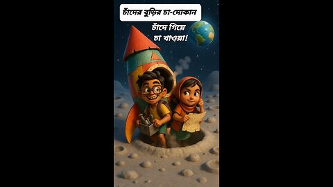 চাঁদের বুড়ির চা-দোকান | মজার বাংলা কার্টুন | চাঁদে গিয়ে চা খাওয়া!