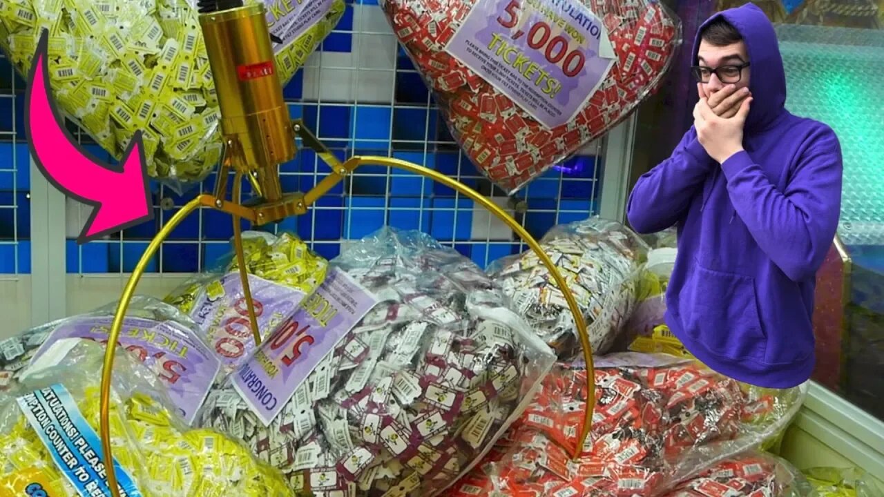Claw Machine FILLED With Bags of Tickets!
