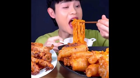 Korean beef intentines with Fried Chicken, Kimchi