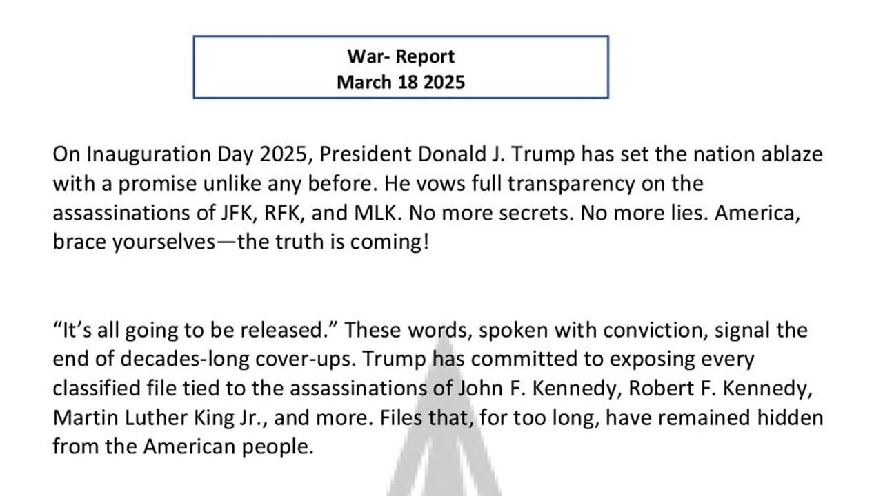 WAR REPORT - MARCH 18 2025 - THE TRUTH WILL ROCK THE WORLD