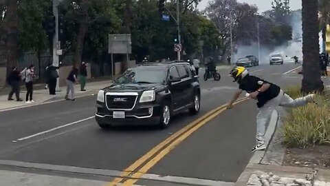 Pro-Illegal Alien Thug Fearlessly Hurls Projectiles At Speeding ICE Vehicles Near Los Angeles