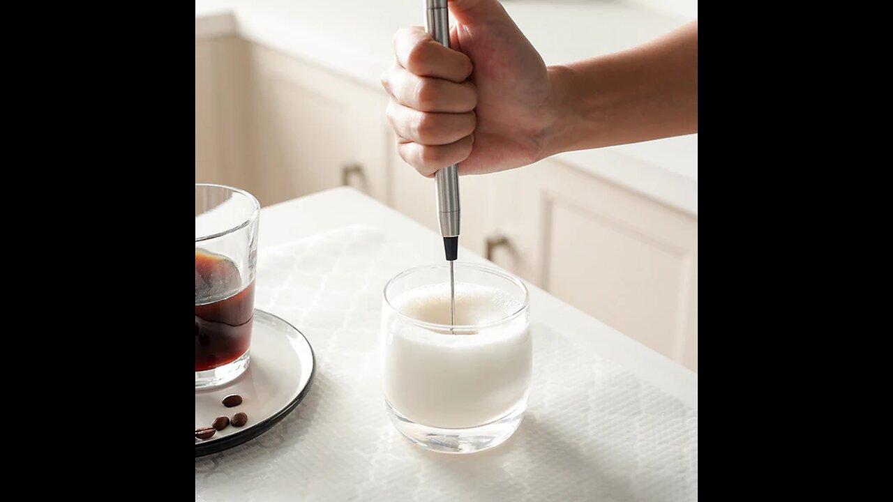 Handheld Rechargeable Electric Milk Frother with Stainless Whisk, for Coffee, Latte and More