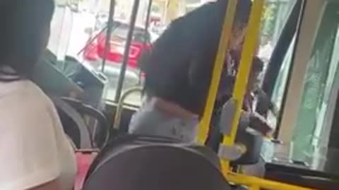 A crazed Boston commuter shoves an elderly woman off a bus