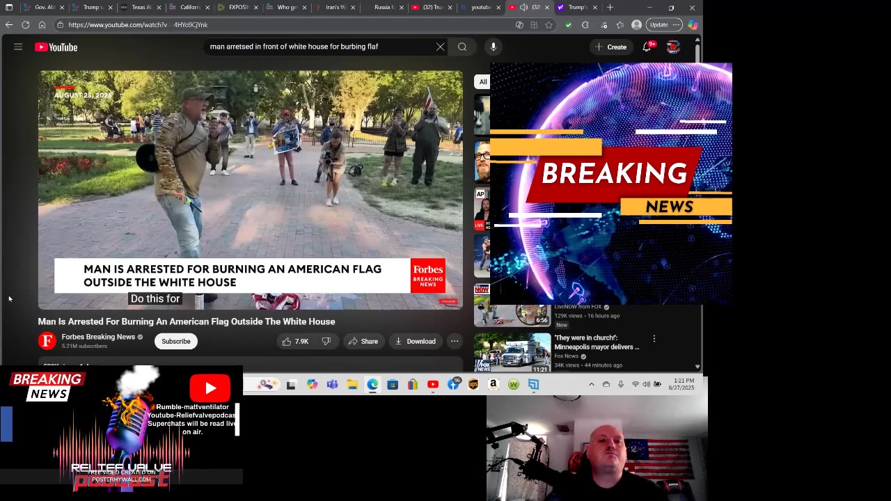 Man arrested for burning American flag in front of Whitehouse.