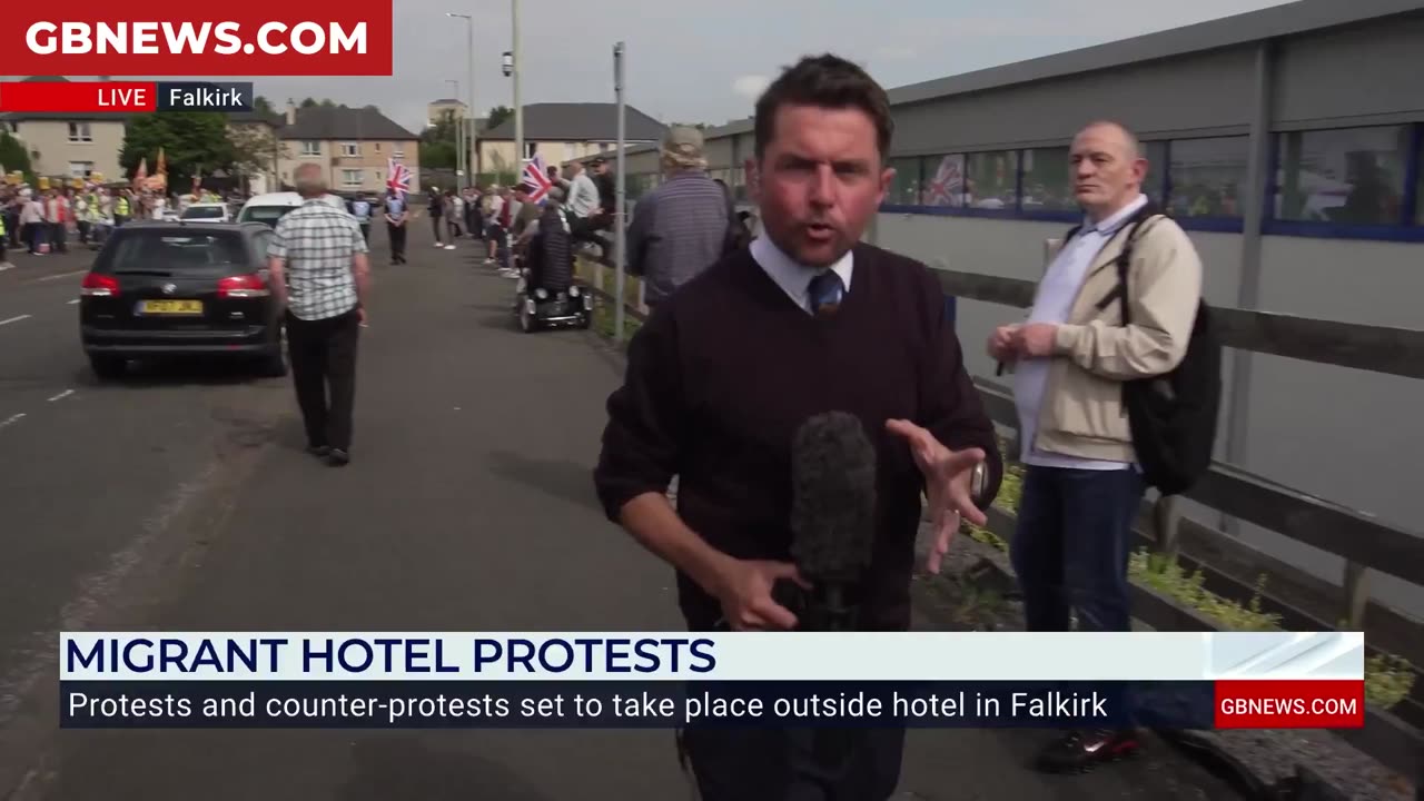 Tensions flare in Falkirk as rival protests clash outside an asylum hotel