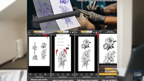 M8 Wireless Tattoo Stencil Printer, Portable Bluetooth Thermal Tattoo Printer wi