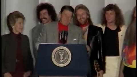 The Reagan’s watch the Performance by the Oak Ridge Boys on October 6, 1983