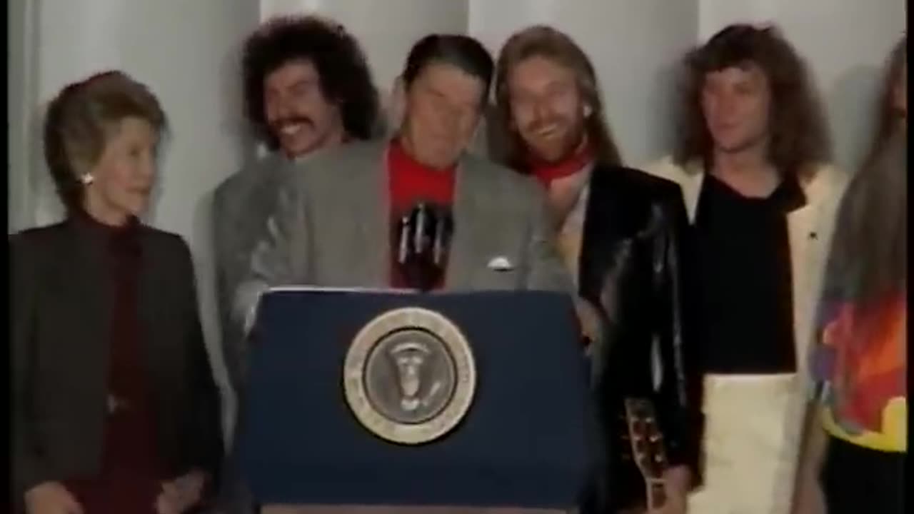 The Reagan’s watch the Performance by the Oak Ridge Boys on October 6, 1983