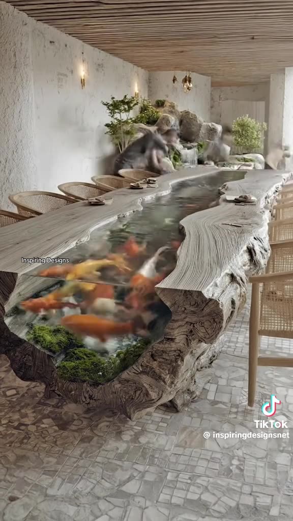 STUNNING KOI POND DINING ROOM TABLE