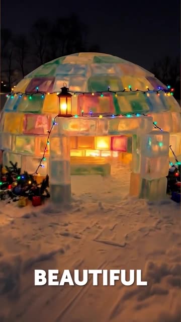 Ice, colors, and creativity collide in this igloo! 🌈🧊