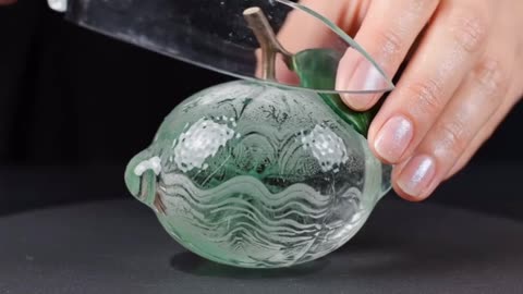 Emerald glass fruits slice 👗 #asmr #aiasmr #surreal #oddlysatisfyingvideo #satisfying #oddlysat