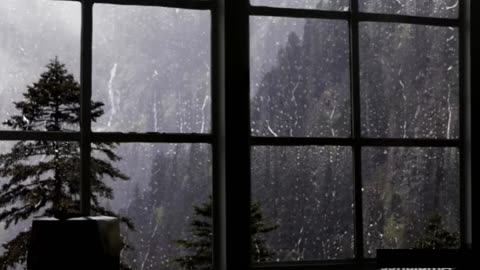 Intense Rain on Window with Rolling Thunder - Study & Sleep Soundscape