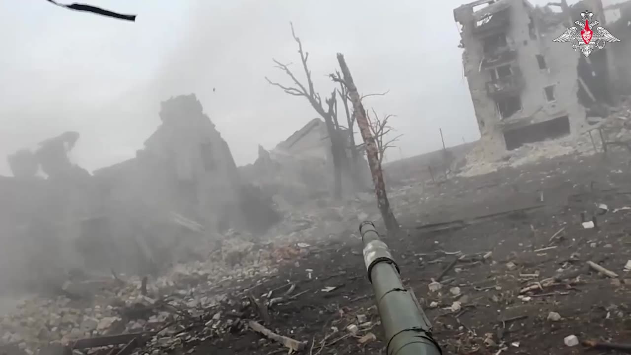 Russian T-72B3M Tank Destroys an Enemy Strongpoint With Direct Fire