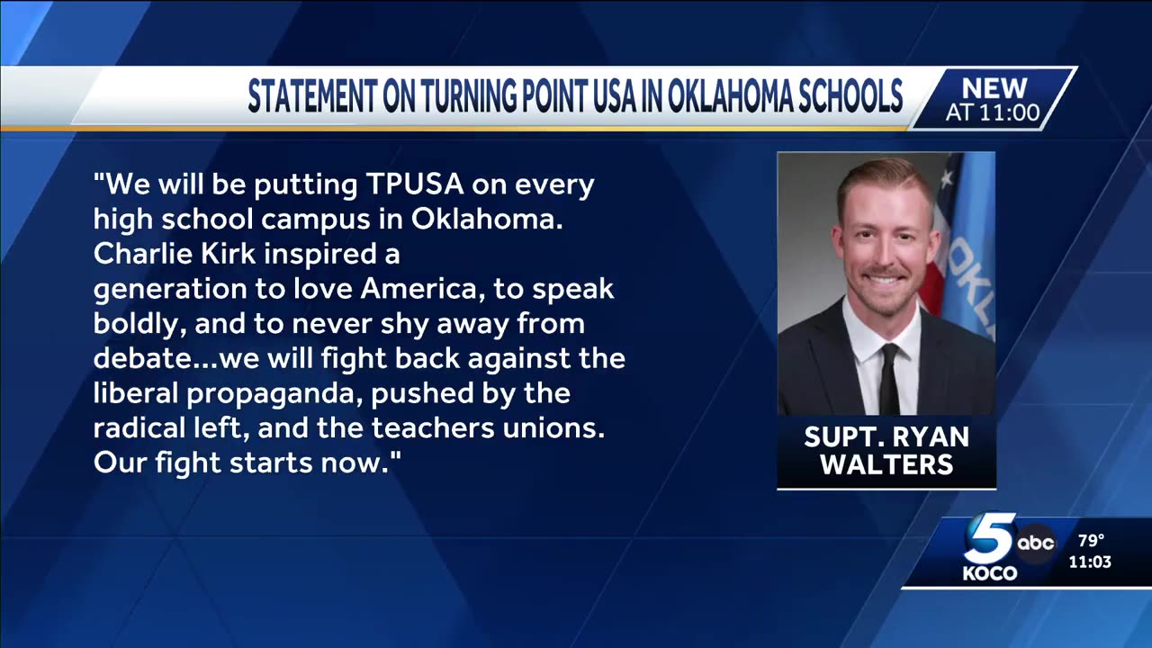Ryan Walters says every Oklahoma high school will have a Turning Point USA Club America chapter