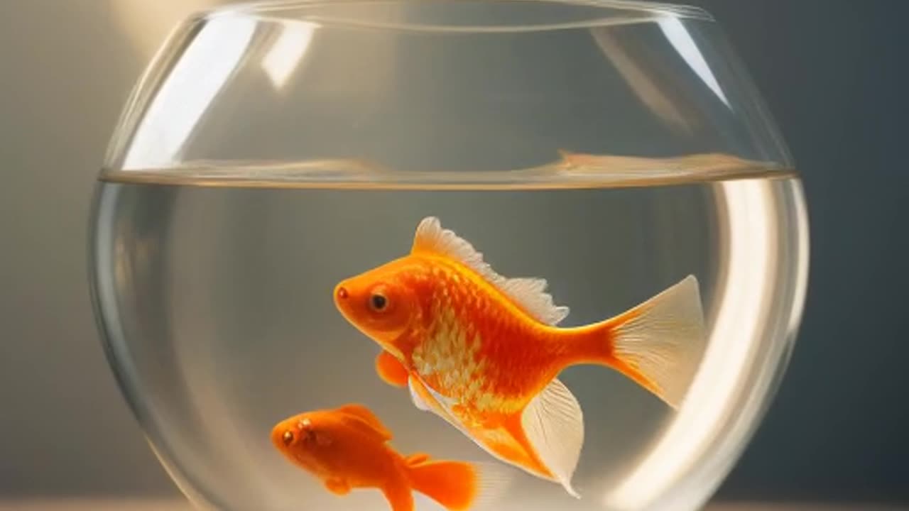 Goldfish in a glass bowl.mp4