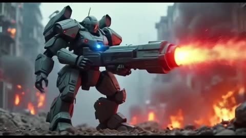 A Futuristic Combat Robot | Holding a massive high-tech bomb blaster