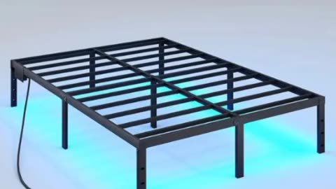 Bed Frame - with Color Changing RGB Lights And Charging Station,