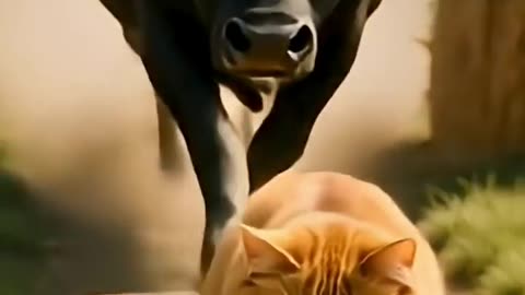 Ai animated funny video 💣🐮 Orange Fat Cat Plants a Bomb in Cow’s Mouth_!