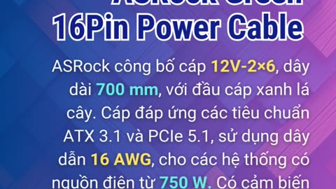 ⚡ASRock Green 16Pin Power Cable – Cáp Nguồn Siêu Gọn Cho PC Build! 🔌