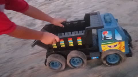 Family Fun at the Beach | Playing with Toy Trucks in the Sand – Part 1