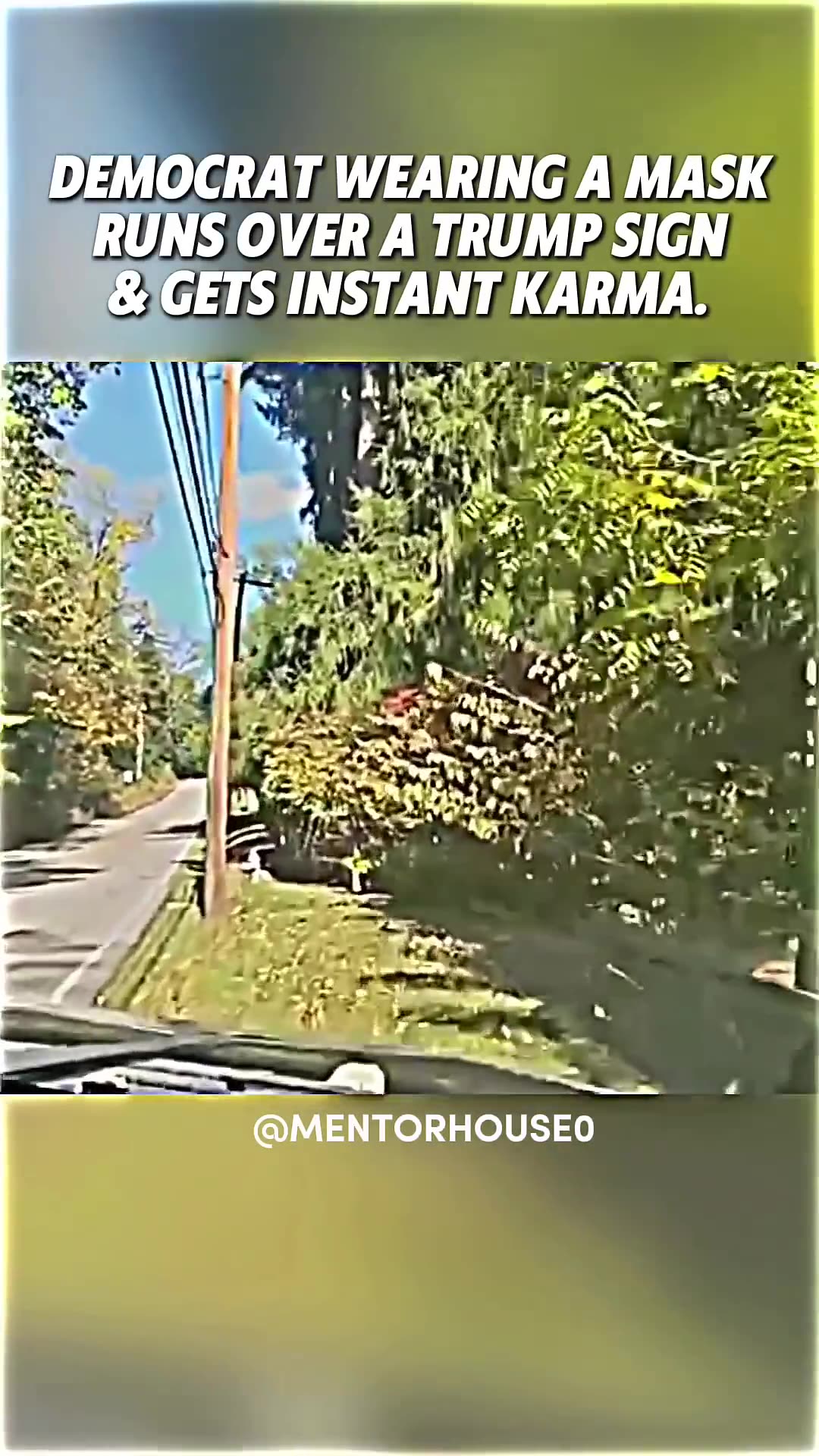 Masked Democrat Runs Over A Trump Sign & Gets Instant Karma 😂