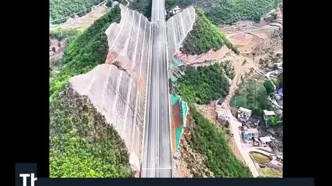 A mountain was split in China to build one of the world's tallest bridges