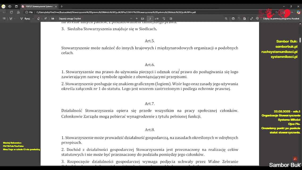 Organizacja Stowarzyszenia Systemu Miłości O.Pio cz.1