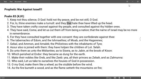 PSALM 83 POOPHETIC WAR AGAINS ISRAEL IN THE END TIMES!!!!