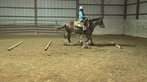 Kyla trotting over Poles