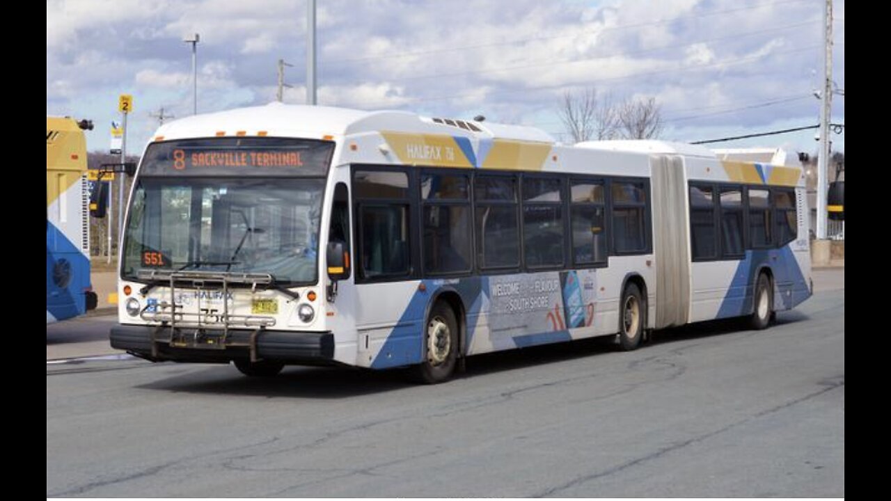 Articulated bus (Novabus LFS Artic) at Sackville Terminal of the Halifax Transit system in Halifax,