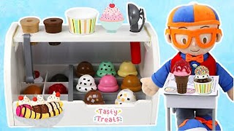 Blippi & Friends Visit Toy Ice Cream Dessert Shop!