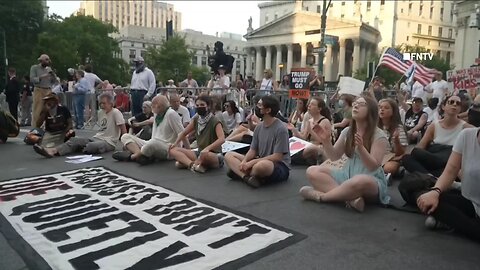 ARRESTS as Protesters BLOCK ROAD outside ICE Building in - NYC