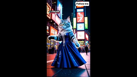 ✨ Magical Cat Dance Under Times Square Lights 🗽🐾 | Fantasy Digital Art ---