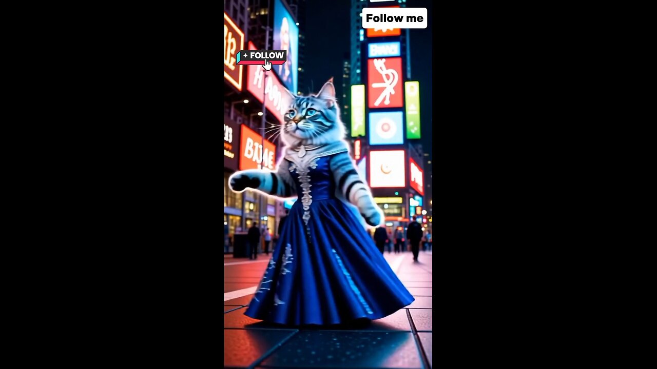 ✨ Magical Cat Dance Under Times Square Lights 🗽🐾 | Fantasy Digital Art ---