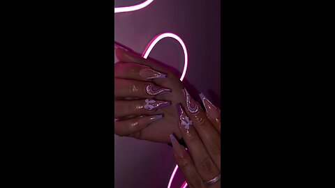 ✨ Pink & Lavender Question Mark Nail Art | Unique Long Nails Design with Band Style ✨