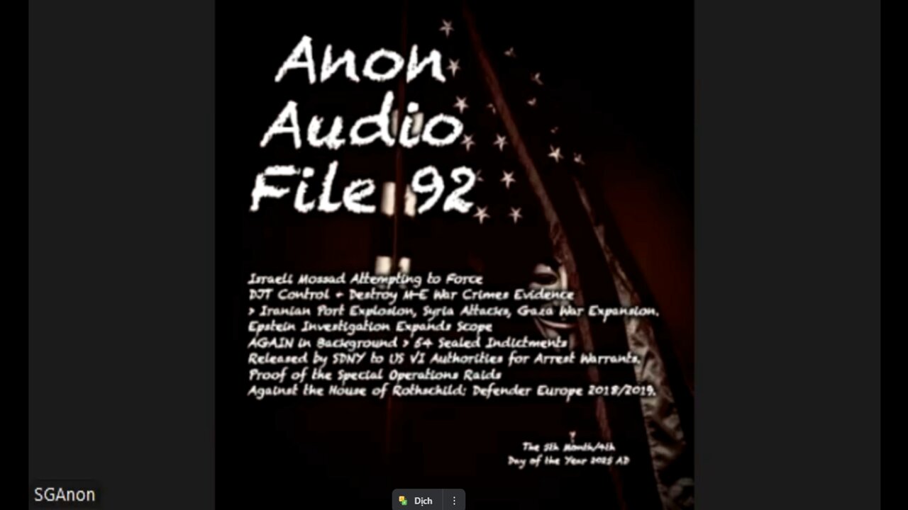 Anon Audio File 92 - SDNY-USVI: 54 "Epstein-Ring" Arrest Warrants on Deck | Counterintel_Op "SignalGate" | Proof: 2018 Defender Europe & Military Raids Against House of Rothschild