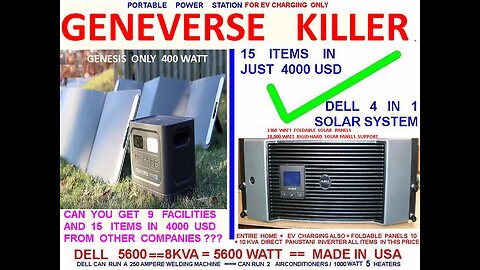 GENEVERSE KILLER VS DELL 5600 , 10 IN 1 SOLAR , 10 FACILITIES , 15 ITEMS , 4000 USD , MADE IN USA.