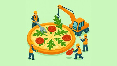 Tiny Workers build GIANT ARUGULA PIZZA with sun-dried tomatoes and surgical detail!
