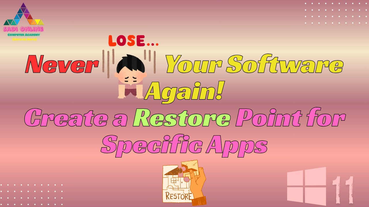 Never Lose your software again! Create a restore point for specific apps