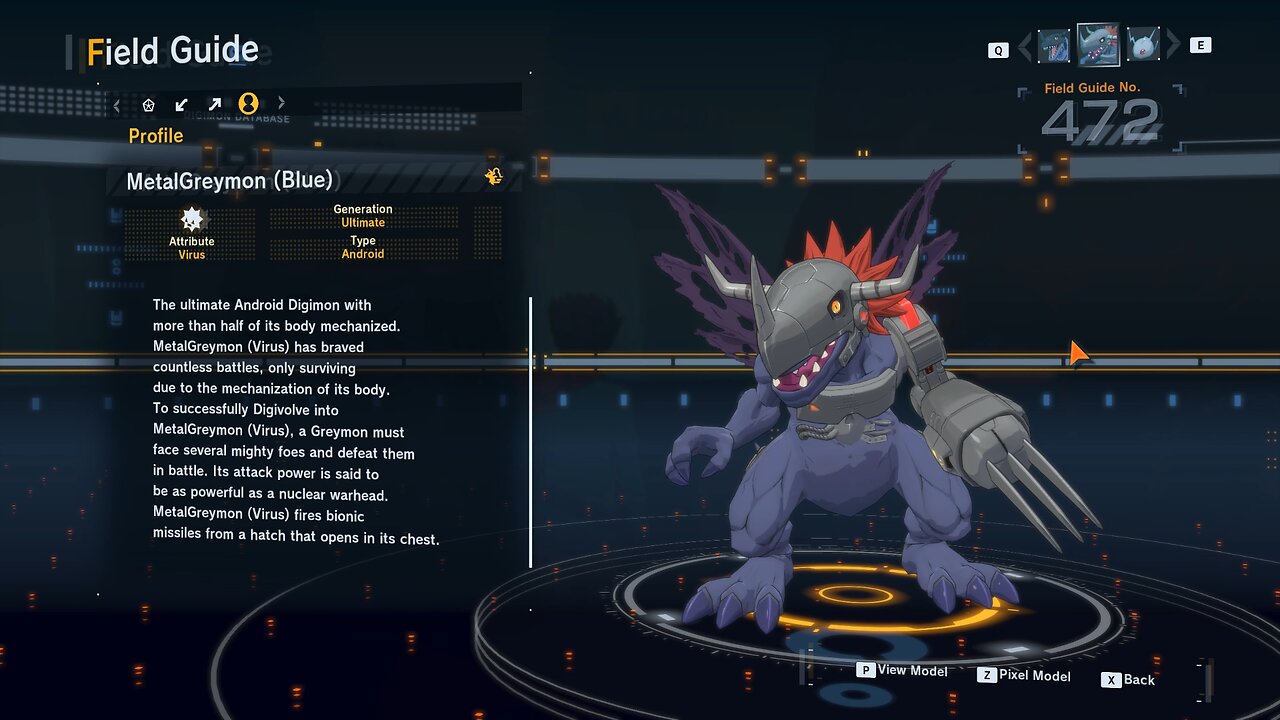 metalgreymon (blue) all digivolution/de-digivolution/profile Digimon Story Time Stranger