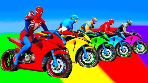 الأبطال الخارقين على القضبان دوامة قمع جسر 🏍️ SPIDER MAN!on Motorcycle in Spiral Bridge Stunt Rid