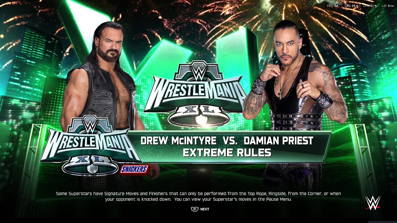 WWE 2k25 ExtremeRules Drew Mcintyre vs Damian Priest