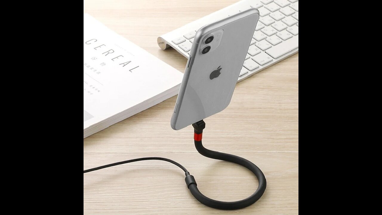 2-in-1 Phone Charging Cable & Phone Holder, Support Data Transfer, for iPhone, Android (2-Pack)