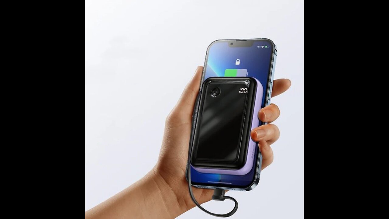 10000mAh Power Bank with Built-in Cable & 3 Outputs, for Phone & Tablet