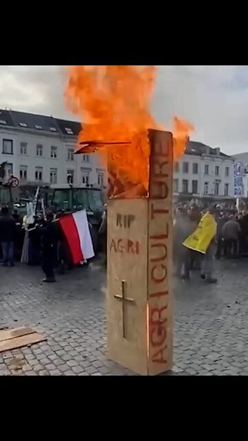 Lanzan papas al Parlamento Europeo y queman un 'ataúd' de la agricultura