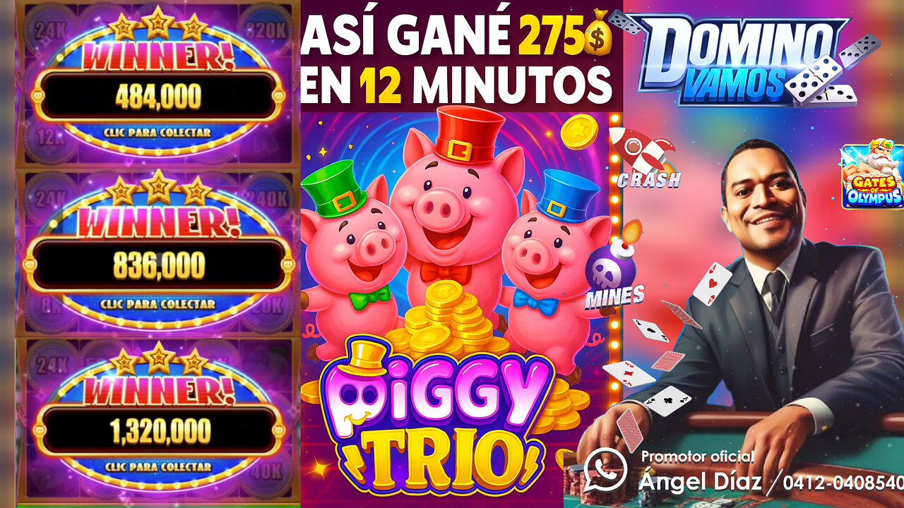 Así gané 275💰con PIGGY TRÍO de Dominó Vamos.