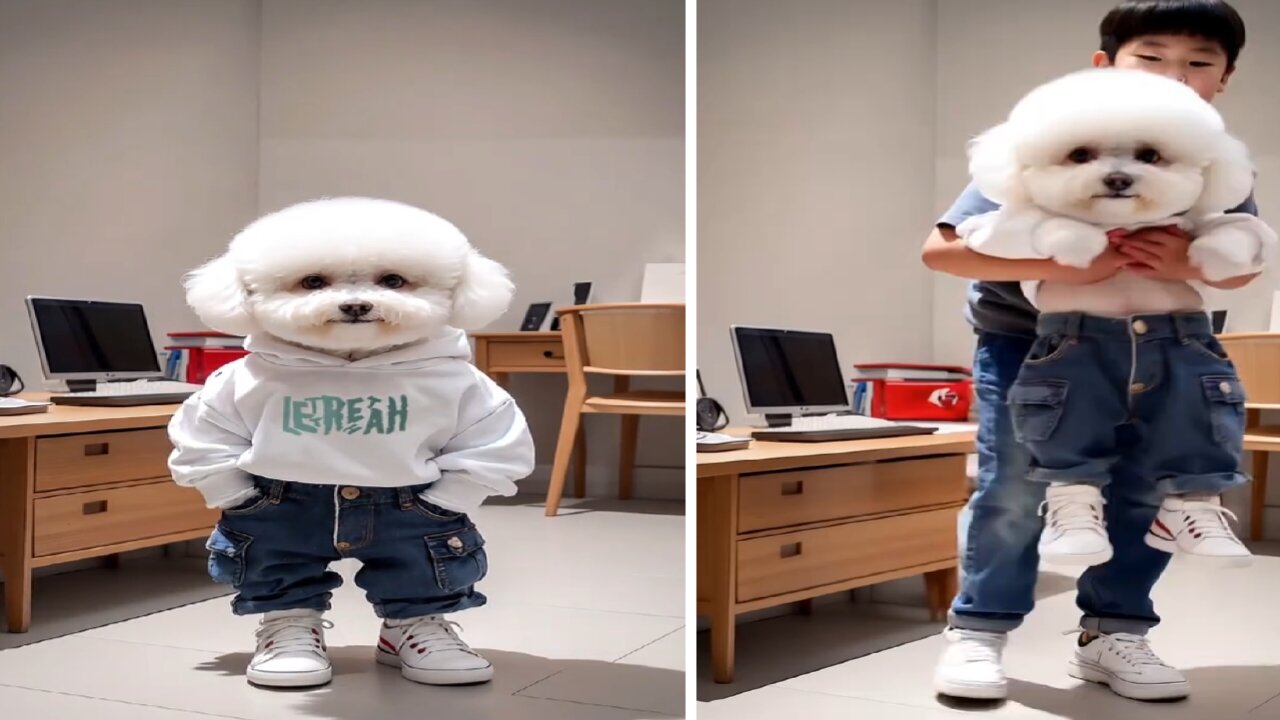 What a cute little dog. Today he got a new sweater( part 3)