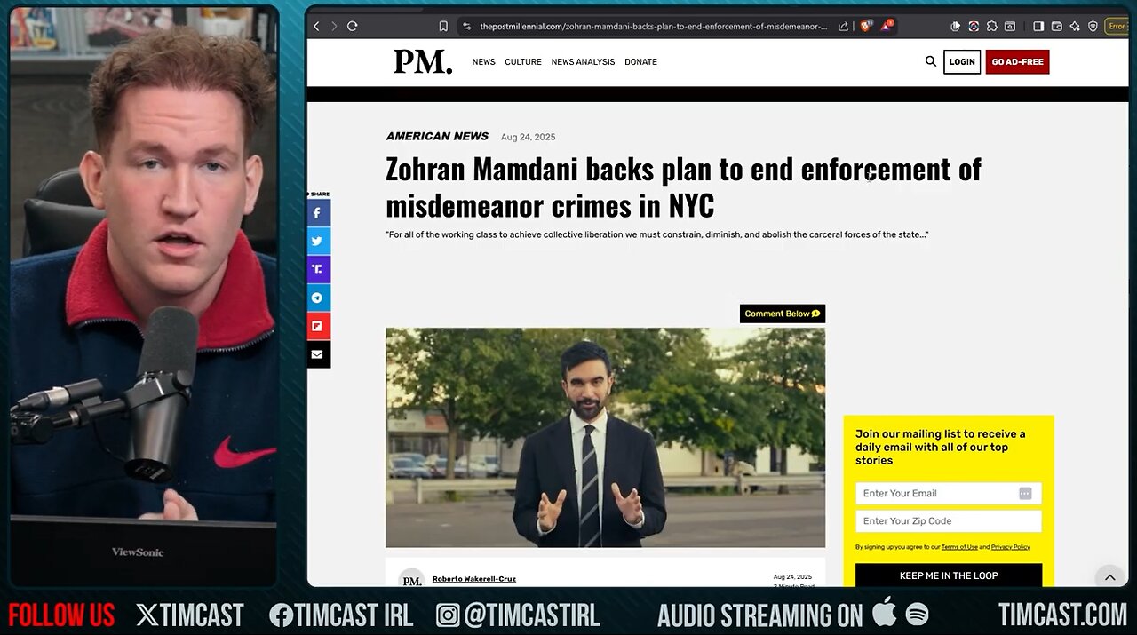 Zohran Mamdani Will END Misdemeanor Crime Enforcement In NYC With Socialist Platform